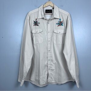 Howler Brothers Gaucho Pearl Snap Embroidered Pure Agave Shirt Size XL; Western
